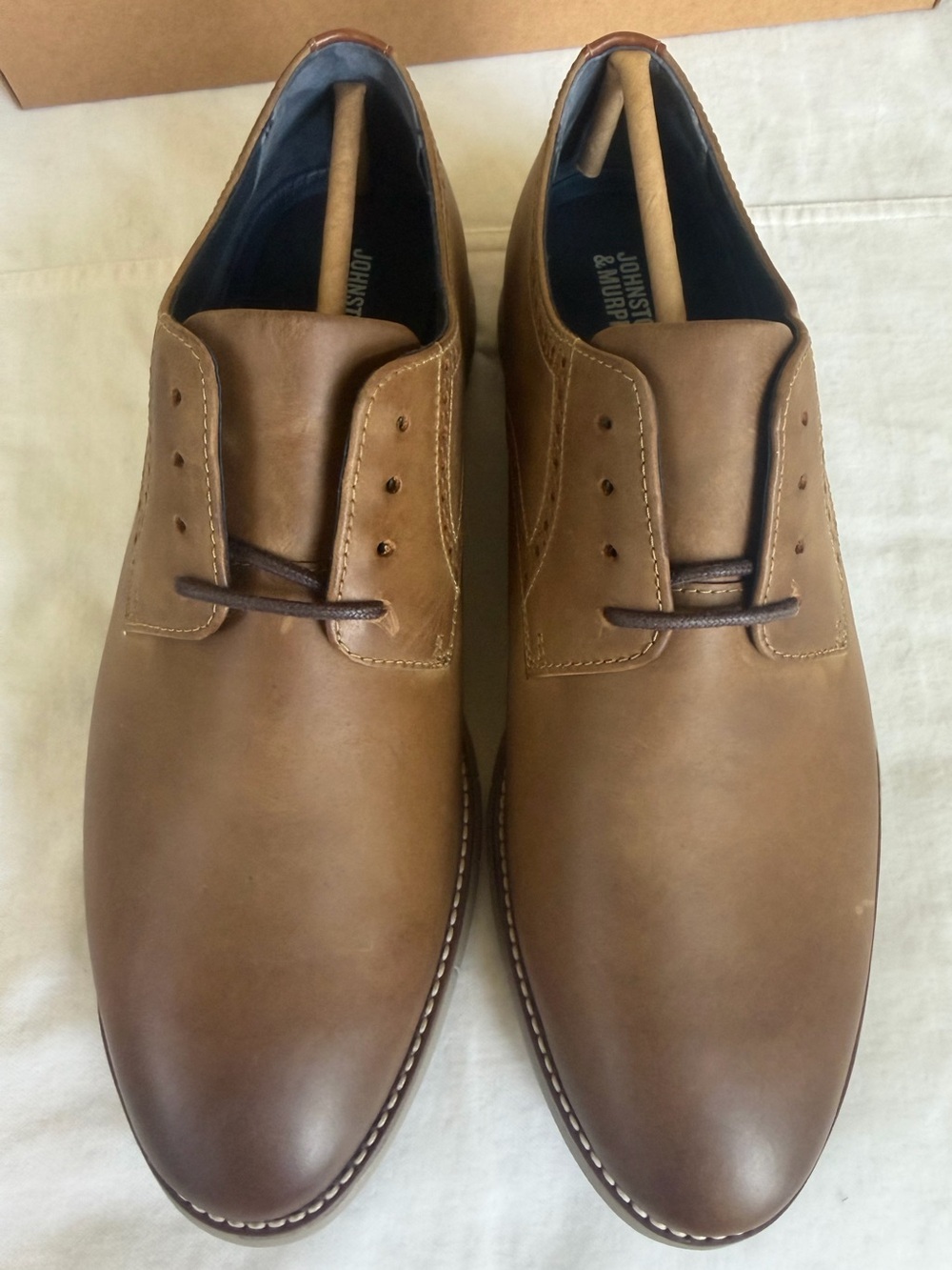 NWT Johnston & Murphy Milson Plain Toe Brown Oiled Leather Shoes – Men’s 9.5